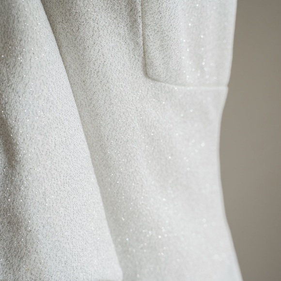 60s Vintage Sparkly Silver Lurex Dagger Collar Gown - Picture 4 of 6